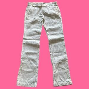 Womens Pants Size 29 White Pinstripes Linen Business Professional Quiet Luxury